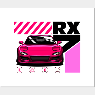 Mazda Rx7 Front Magenta Posters and Art